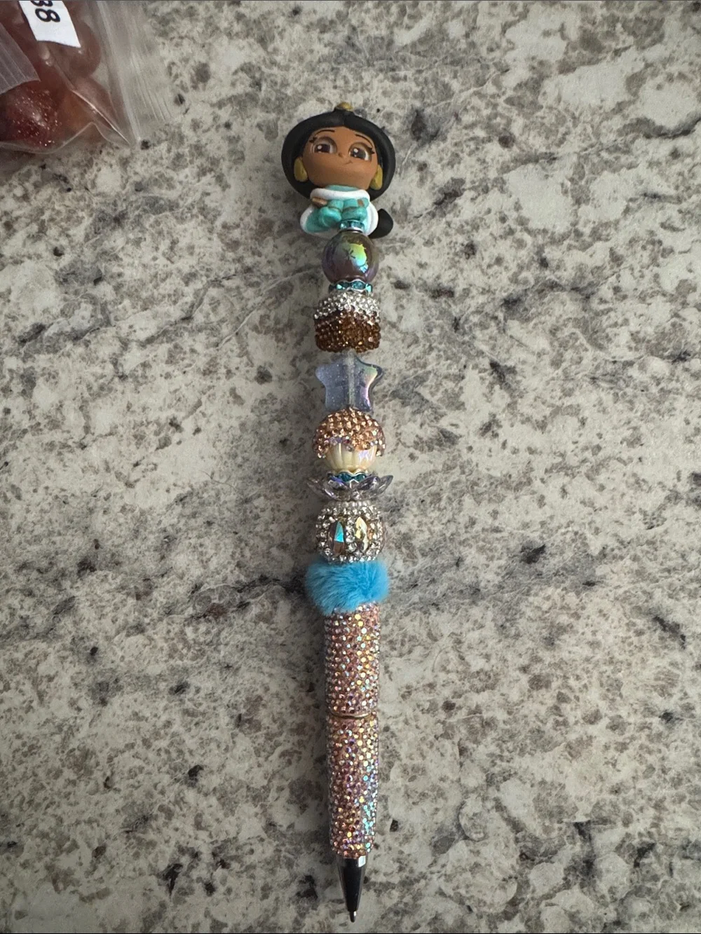 NWOT Disney Doorables Pixel Perfect Jasmine Beaded Pen Handmade by Me